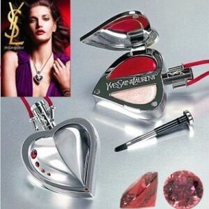 YSL yves st laurent Silver Heart vintage Pendant lipgloss with brush
